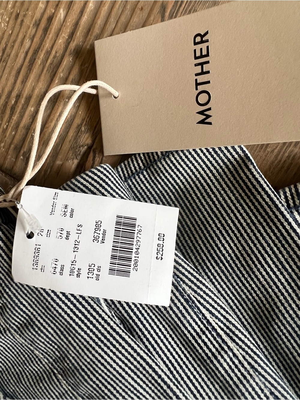 NWT MOTHER Blue and White Striped Flare Jeans